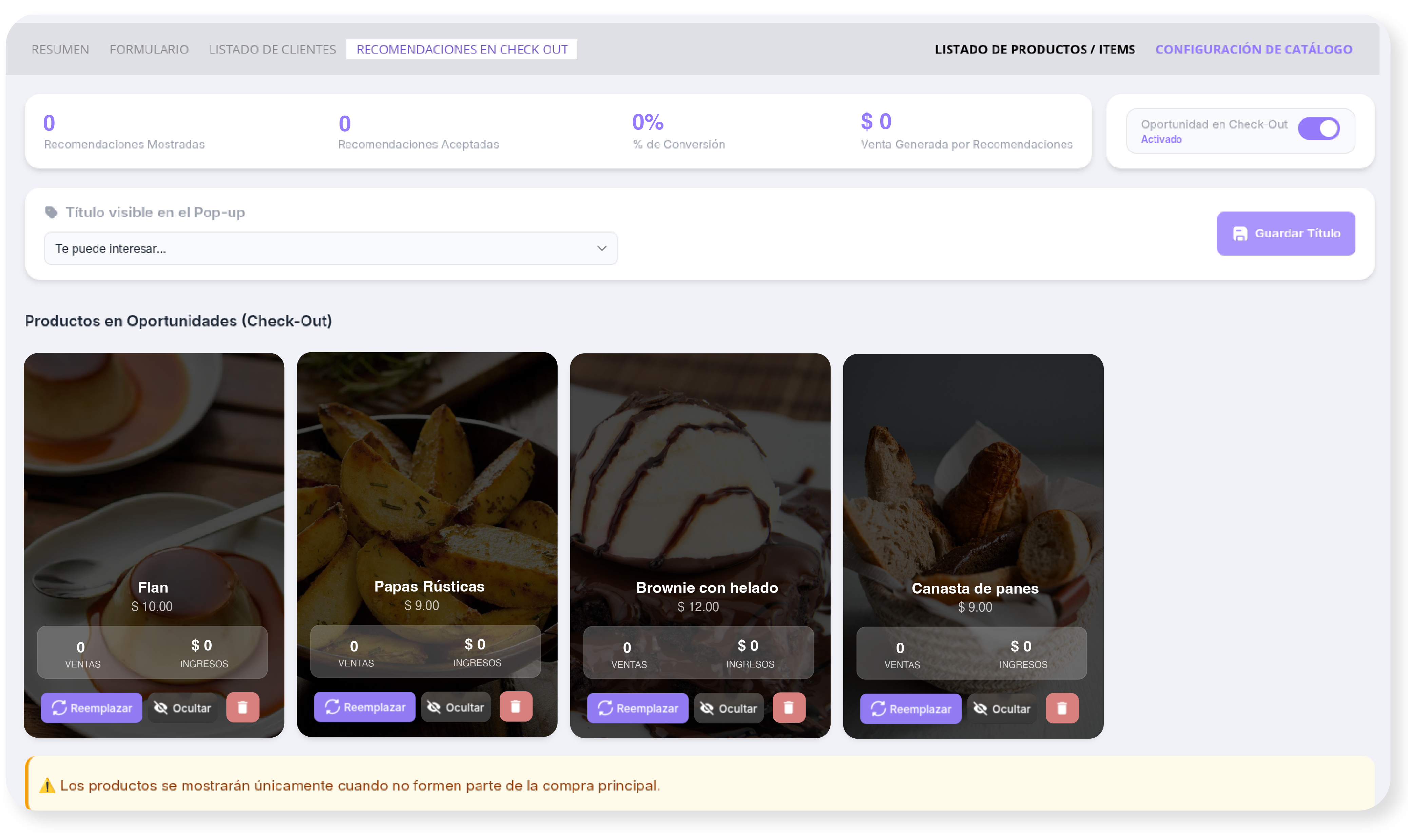 Editar, ocultar y eliminar productos del catálogo